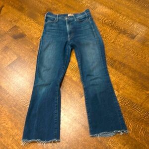 Mother Hustler Ankle Fray in Home Movies Wash (medium blue) Size 27